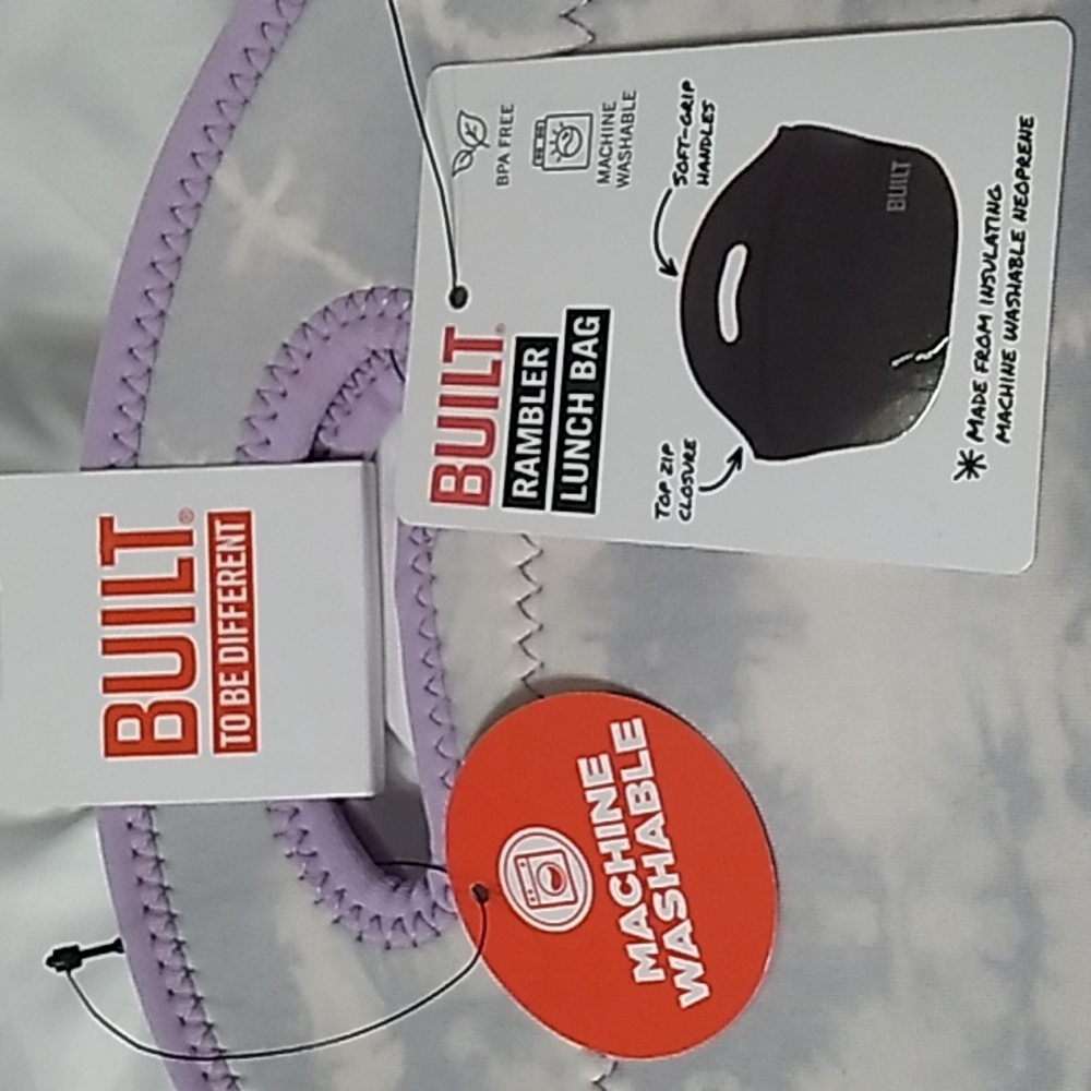 Built Rambler Lunch Bag  12 x 9.5 x 6 inches in Purple & White. - Picture 7 of 8